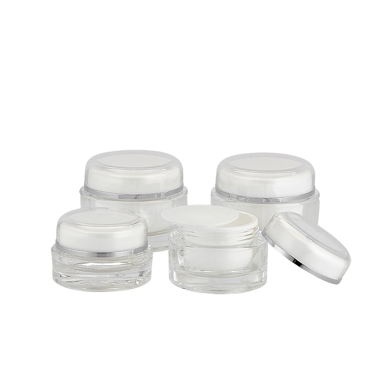 O_J03015 | 15 ML In-Stock Shiny Silver Trim Clear Jar