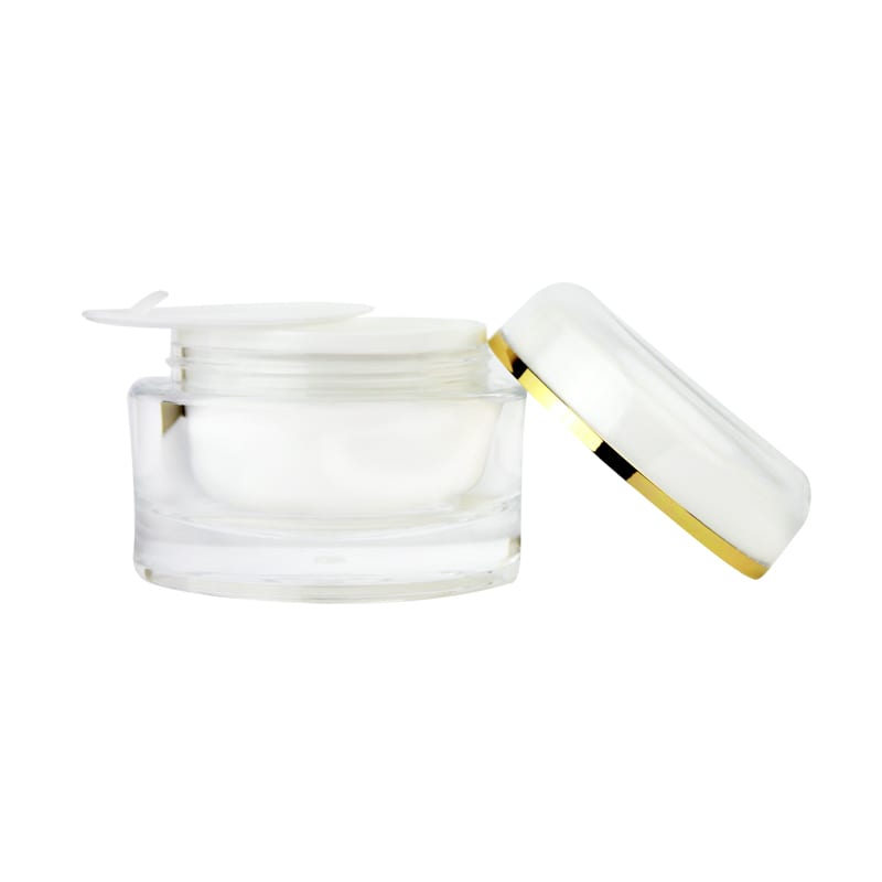 O_J03060_G | 60 ML In-Stock Round Clear Jar With Gold Trim